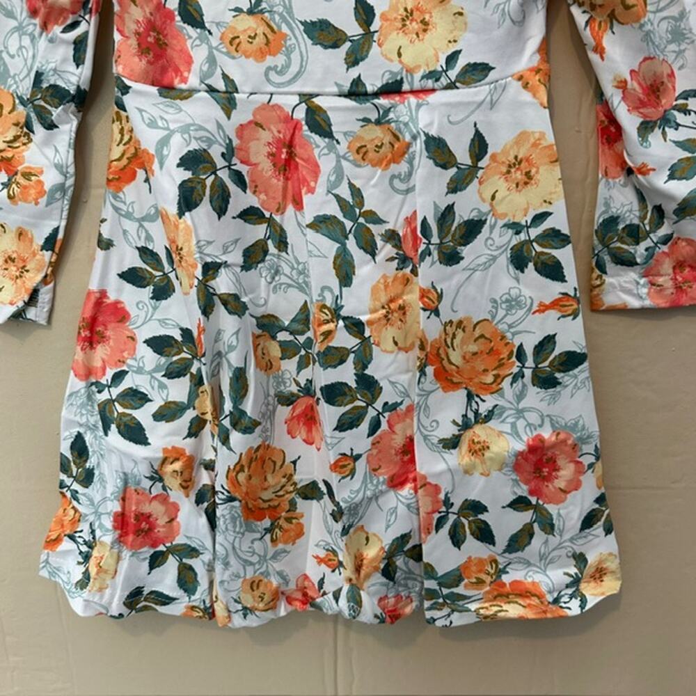Toddler Girls 3T (M) Okie & Lou Peach Floral Long Sleeve Dress - Picture 4 of 11